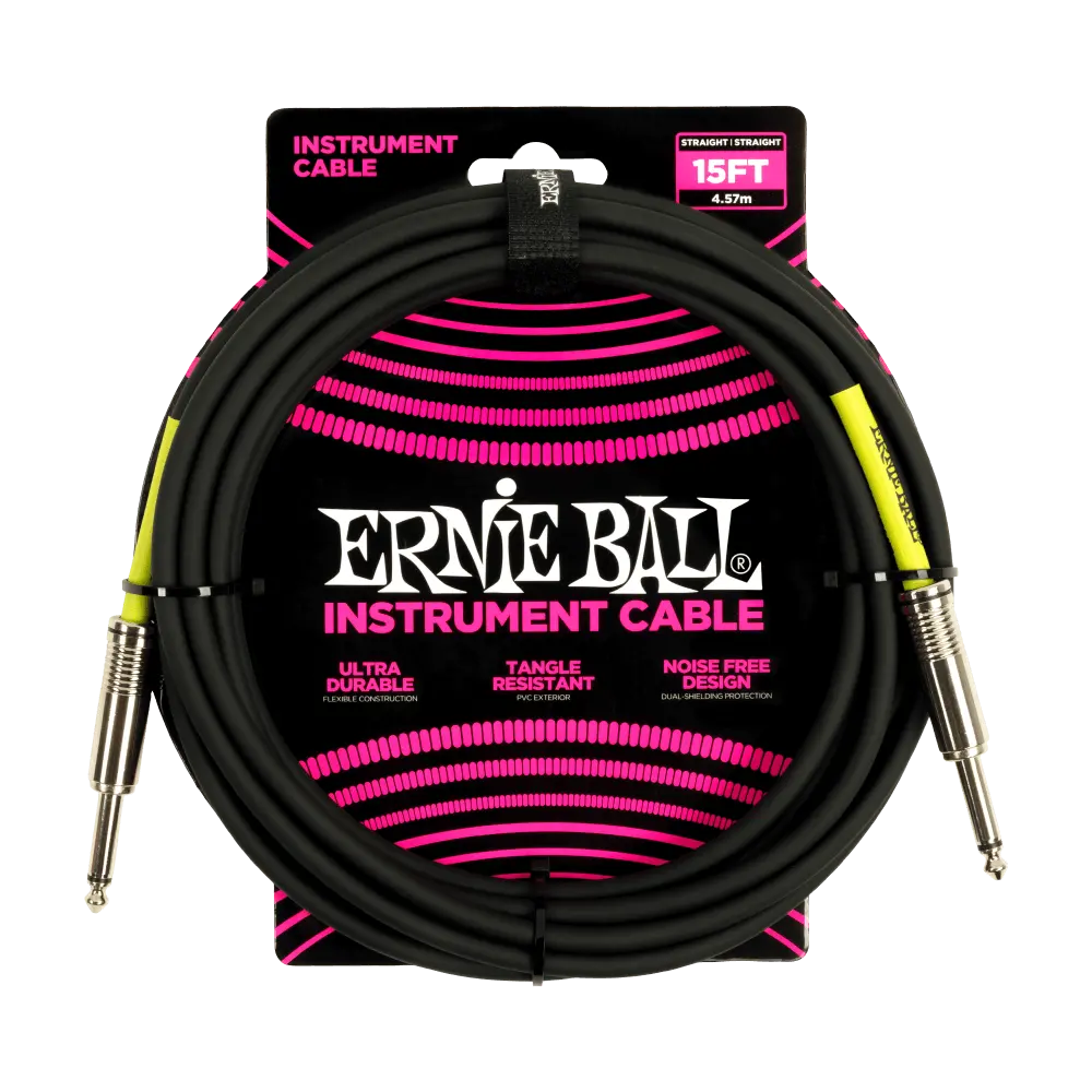 Classic Instrument Cable - Standard Black Straight/Straight 15 Feet Ernie Ball
