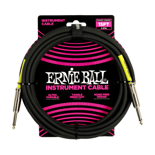 Classic Instrument Cable - Standard Black Straight/Straight 15 Feet Ernie Ball