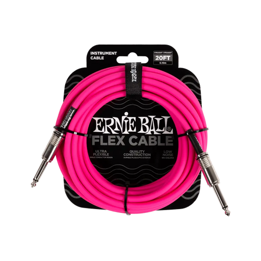 Flex Instrument Cable Straight/Straight 20 Feet - Pink Ernie Ball