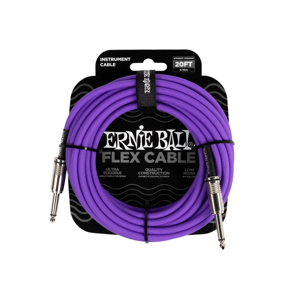 Flex Instrument Cable Straight/Straight 20 Feet - Purple Ernie Ball