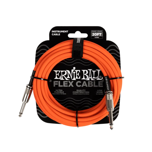 Flex Instrument Cable Straight/Straight 20 Feet - Orange Ernie Ball